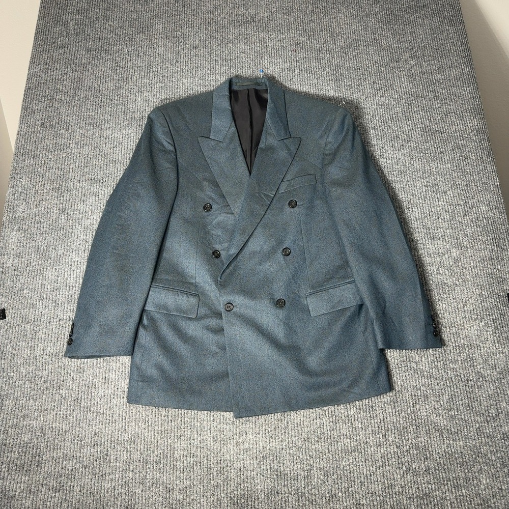 Vintage‎ Ferrini Double Breasted Blazer Mens 41R Blue Wool Jacket Langleys